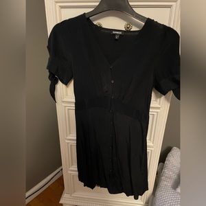 Express black dress button down with tie sleeves